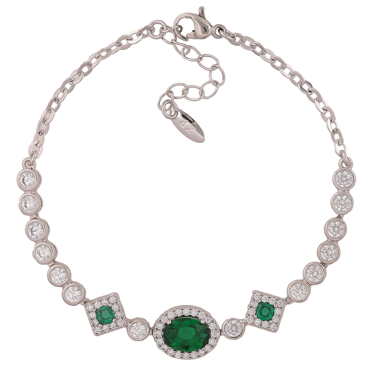 Браслет Xuping цвет Родий "Инкрустация с зелеными кристаллами" длина с доп. цепочкой 17-20см х 3-9мм фото №11 Браслет Xuping цвет Родий "Инкрустация с зелеными кристаллами" длина с доп. цепочкой 17-20см х 3-9мм фото №11