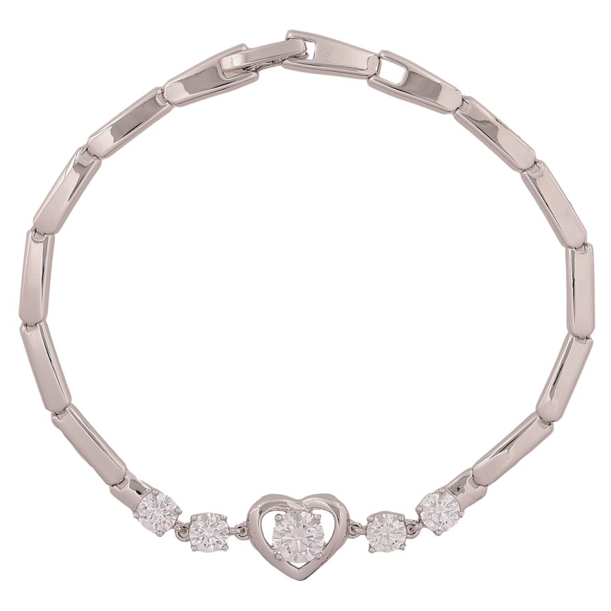 Браслет Xuping колір Родій "Серце з кристалами" довжина 19см х 3-10мм фото №1 Браслет Xuping колір Родій "Серце з кристалами" довжина 19см х 3-10мм фото №1