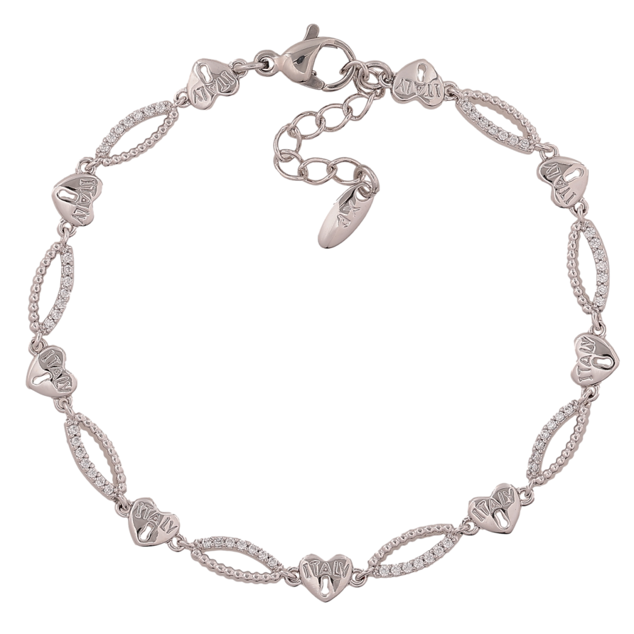 Браслет Xuping колір Родій "Сердечки Italy" довжина з дод. ланцюжком 17-20см х 4-5мм фото №1 Браслет Xuping колір Родій "Сердечки Italy" довжина з дод. ланцюжком 17-20см х 4-5мм фото №1