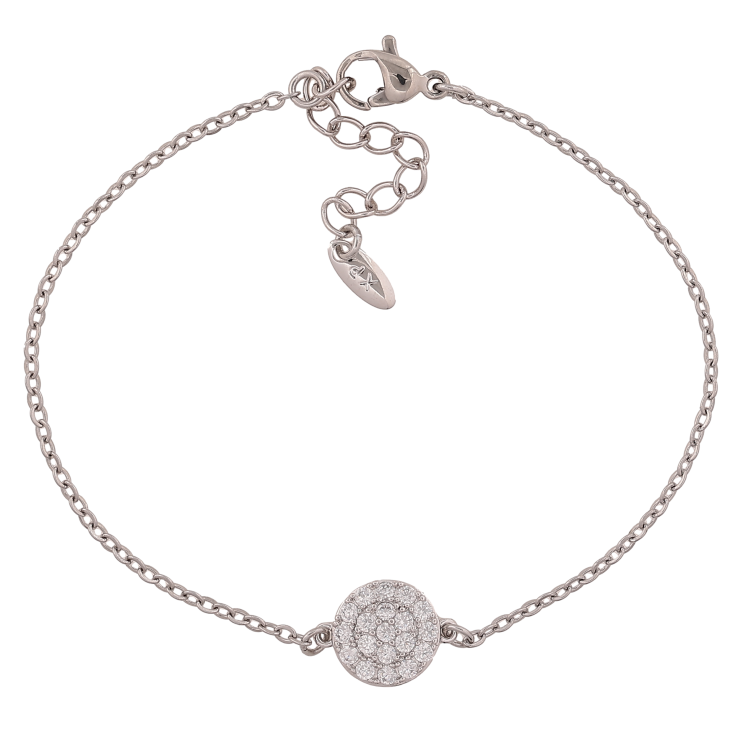 Браслет Xuping цвет Родий "Цепочка с вставкой круг" длина с доп. цепочкой 17.5-20.5см х 1.5-10мм фото №22