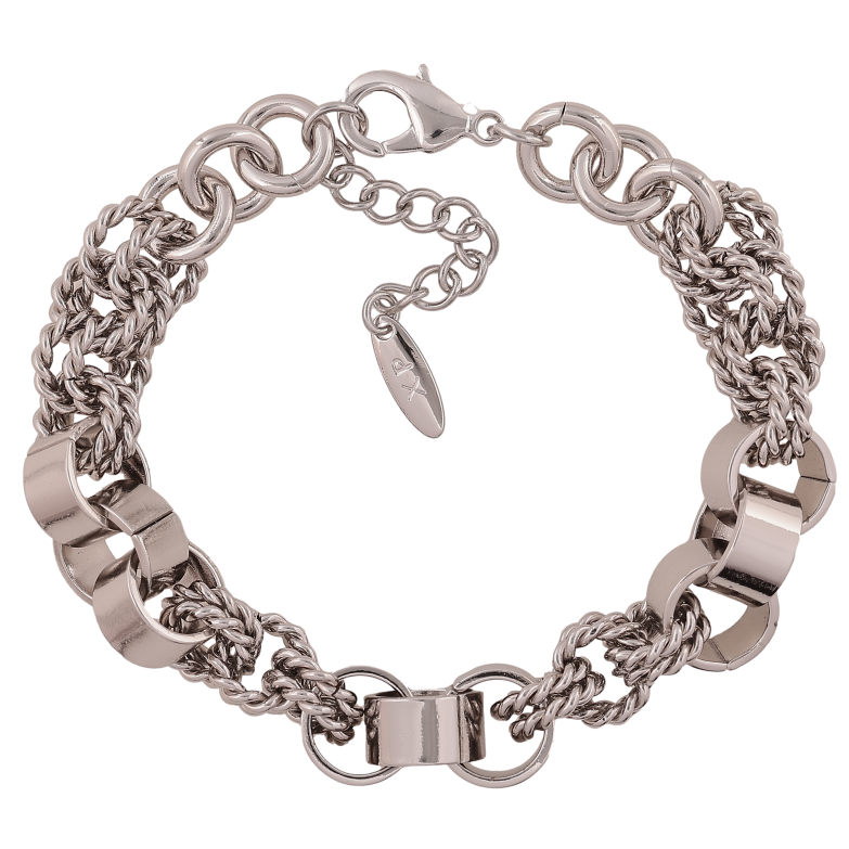 Браслет Xuping колір Родій "Ланцюжок з Фантазійна" довжина з дод. ланцюжком 19-22см х 10мм фото №8