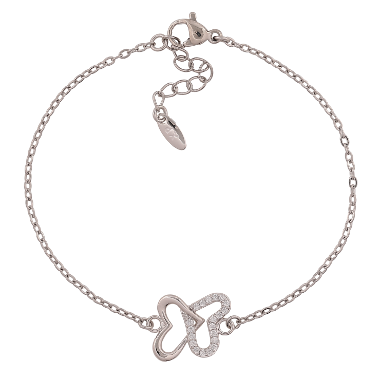 Браслет Xuping цвет Родий "Цепочка с вставкой сердечки" длина с доп. цепочкой 18-21см х 1.5-13мм фото №24