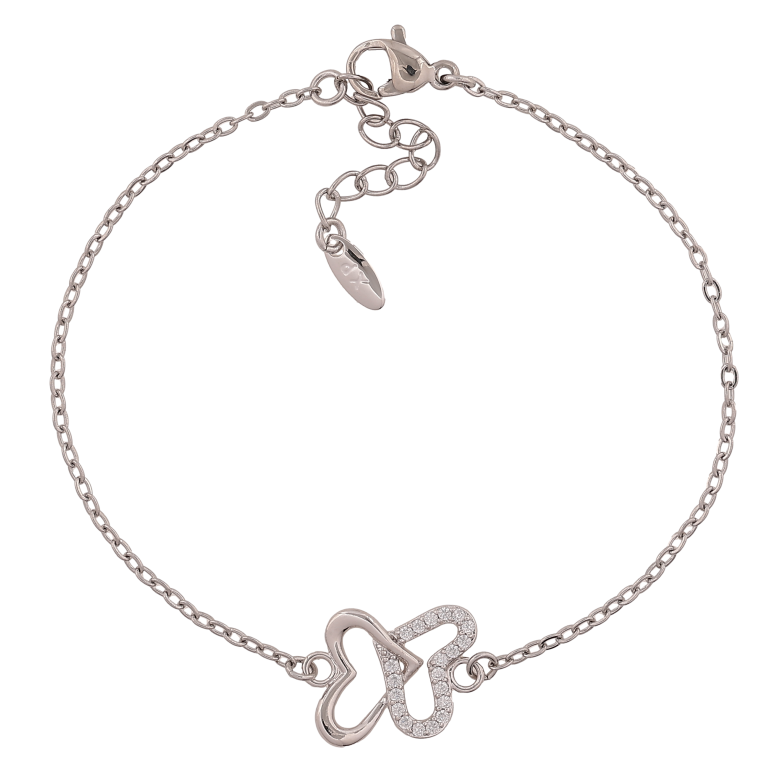 Браслет Xuping цвет Родий "Цепочка с вставкой сердечки" длина с доп. цепочкой 18-21см х 1.5-13мм фото №1 Браслет Xuping цвет Родий "Цепочка с вставкой сердечки" длина с доп. цепочкой 18-21см х 1.5-13мм фото №1