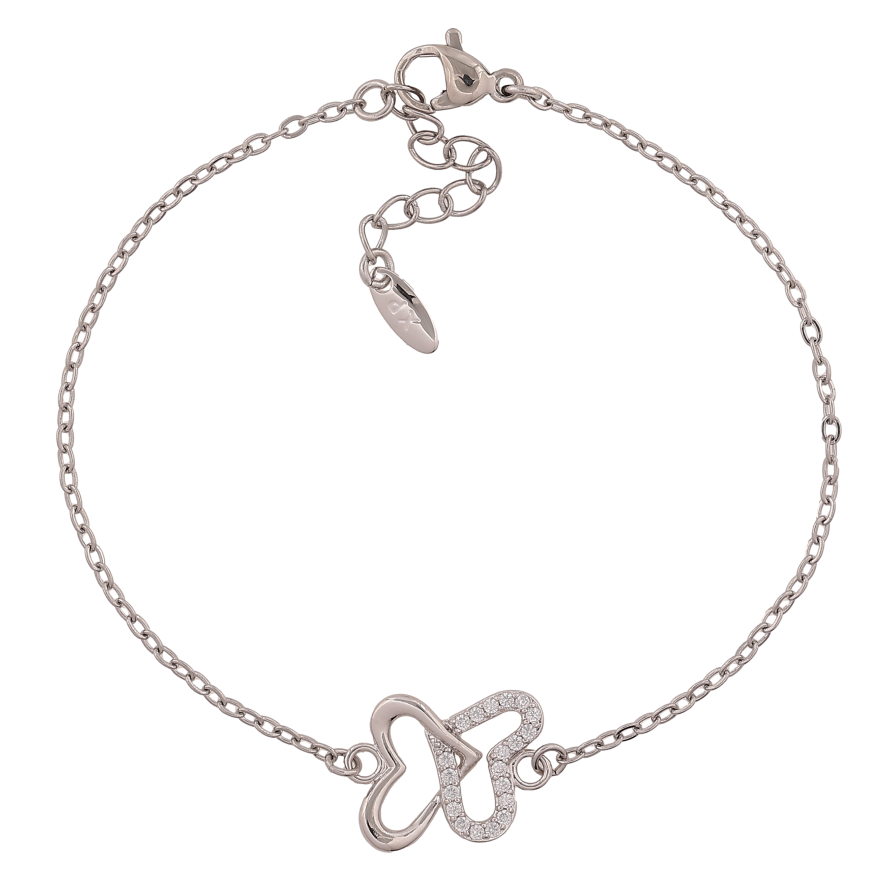 Браслет Xuping цвет Родий "Цепочка с вставкой сердечки" длина с доп. цепочкой 18-21см х 1.5-13мм фото №1 Браслет Xuping цвет Родий "Цепочка с вставкой сердечки" длина с доп. цепочкой 18-21см х 1.5-13мм фото №1