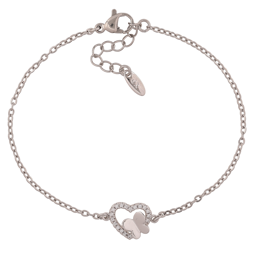 Браслет Xuping цвет Родий "Цепочка с вставкой сердечко" длина с доп. цепочкой 17.5-20.5см х 1.5-10мм фото №1 Браслет Xuping цвет Родий "Цепочка с вставкой сердечко" длина с доп. цепочкой 17.5-20.5см х 1.5-10мм фото №1