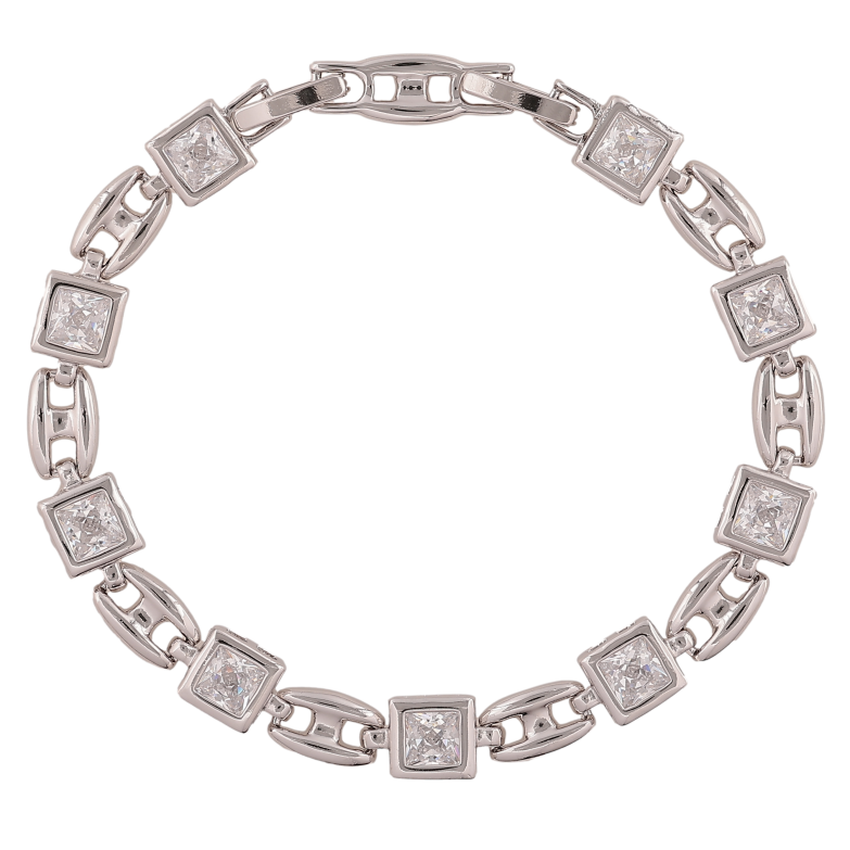 Браслет Xuping цвет Родий "Узор с кристаллами" длина с доп. замком 17,19см х 6-7мм фото №2