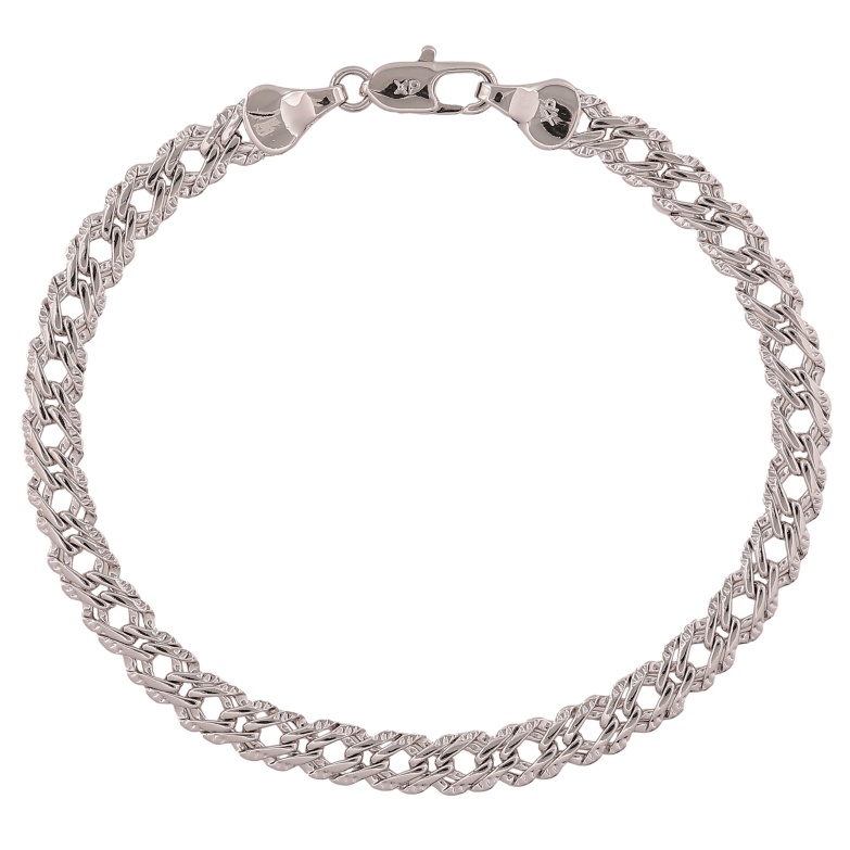 Браслет Xuping цвет Родий "Цепочка плетения Двойной Ромб с узором" длина 19.5см х 5.5мм фото №1
