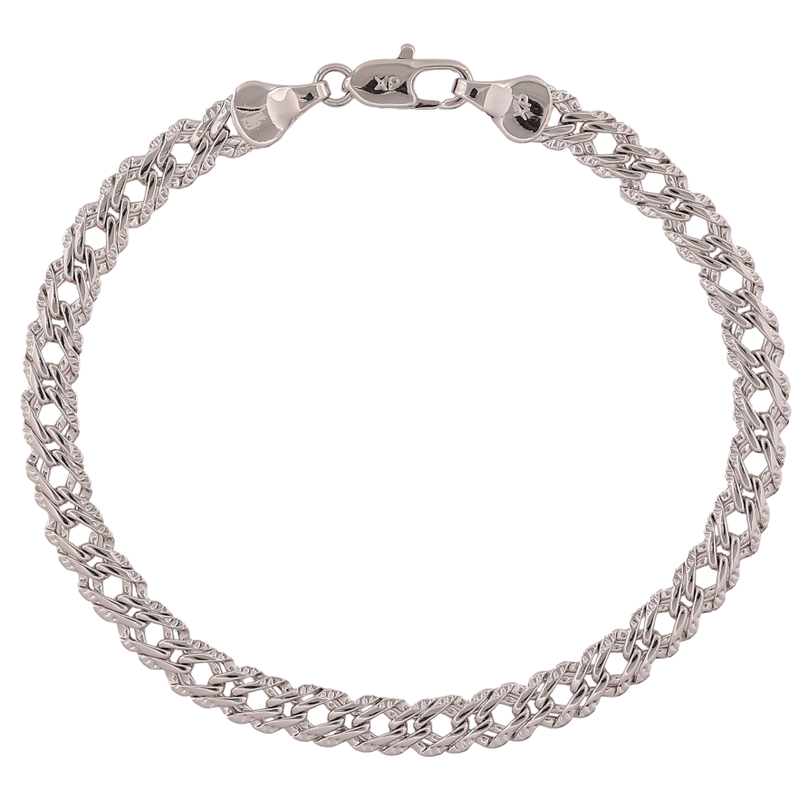 Браслет Xuping цвет Родий "Цепочка плетения Двойной Ромб с узором" длина 19.5см х 5.5мм фото №1 Браслет Xuping цвет Родий "Цепочка плетения Двойной Ромб с узором" длина 19.5см х 5.5мм фото №1