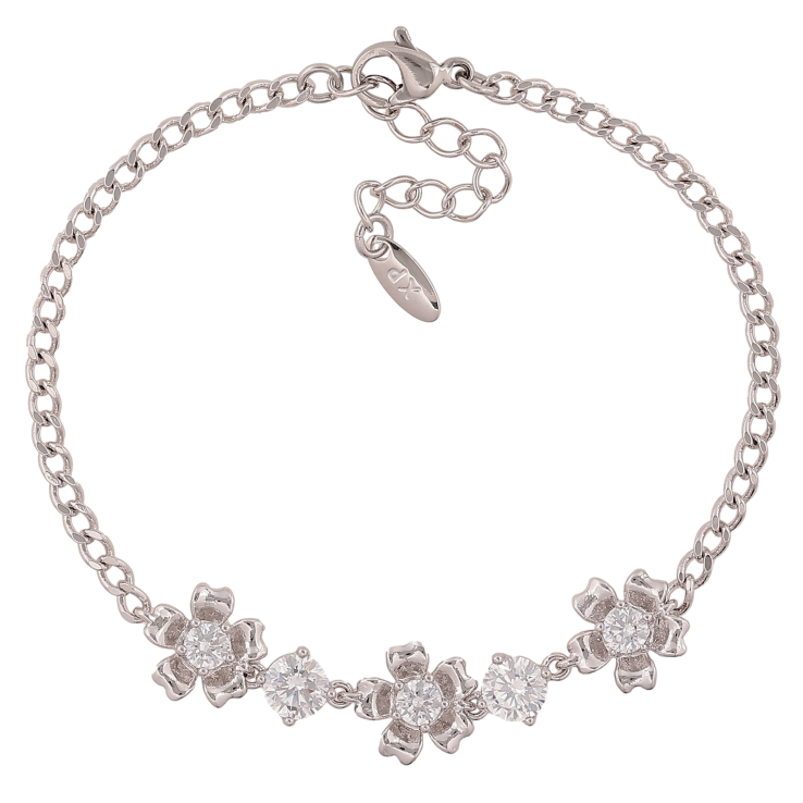 Браслет Xuping колір Родій "Ланцюжок з квіточками" довжина з дод. ланцюжком 16.5-19.5см х 3-10мм фото №16 Браслет Xuping колір Родій "Ланцюжок з квіточками" довжина з дод. ланцюжком 16.5-19.5см х 3-10мм фото №16