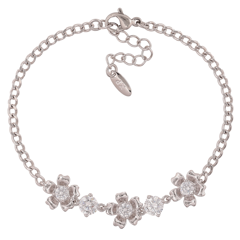 Браслет Xuping цвет Родий "Цепочка с цветочками" длина с доп. цепочкой 16.5-19.5см х 3-10мм фото №1 Браслет Xuping цвет Родий "Цепочка с цветочками" длина с доп. цепочкой 16.5-19.5см х 3-10мм фото №1