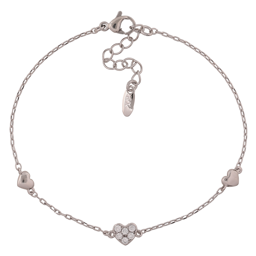 Браслет Xuping колір Родій "Ланцюжок із сердечками" довжина з дод. ланцюжком 18-21см х 1-6мм фото №1