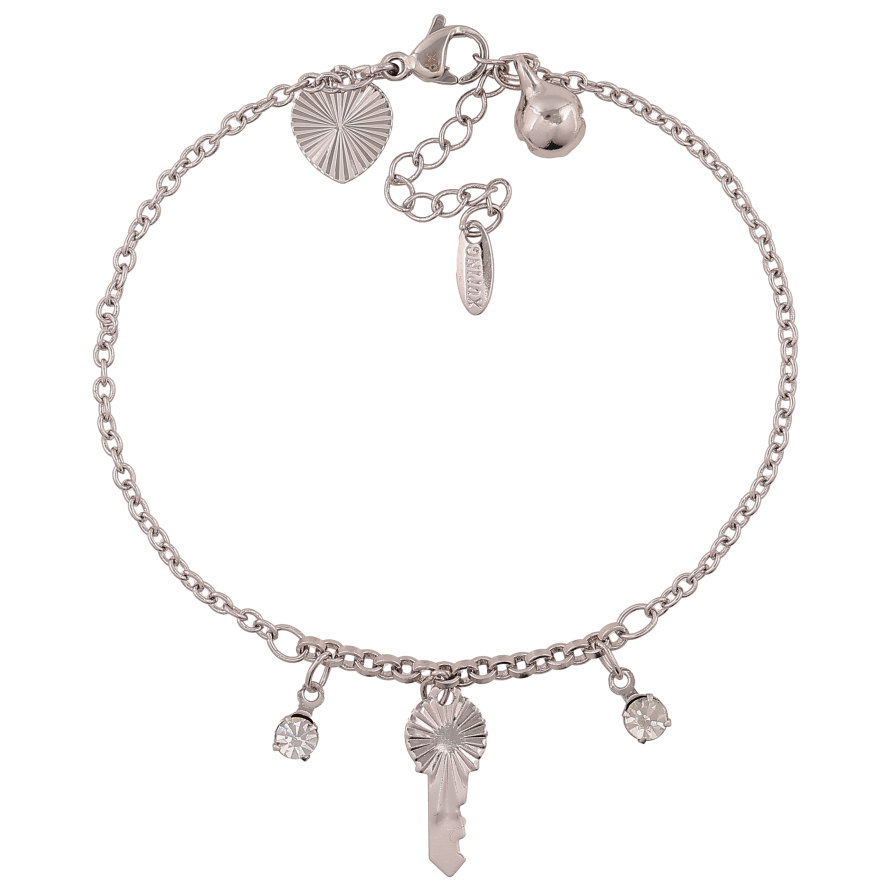 Браслет Xuping цвет Родий "Цепочка с ключиком и кристаллами" длина с доп. цепочкой 17.5-20.5см х 2-2.5мм фото №1 Браслет Xuping цвет Родий "Цепочка с ключиком и кристаллами" длина с доп. цепочкой 17.5-20.5см х 2-2.5мм фото №1