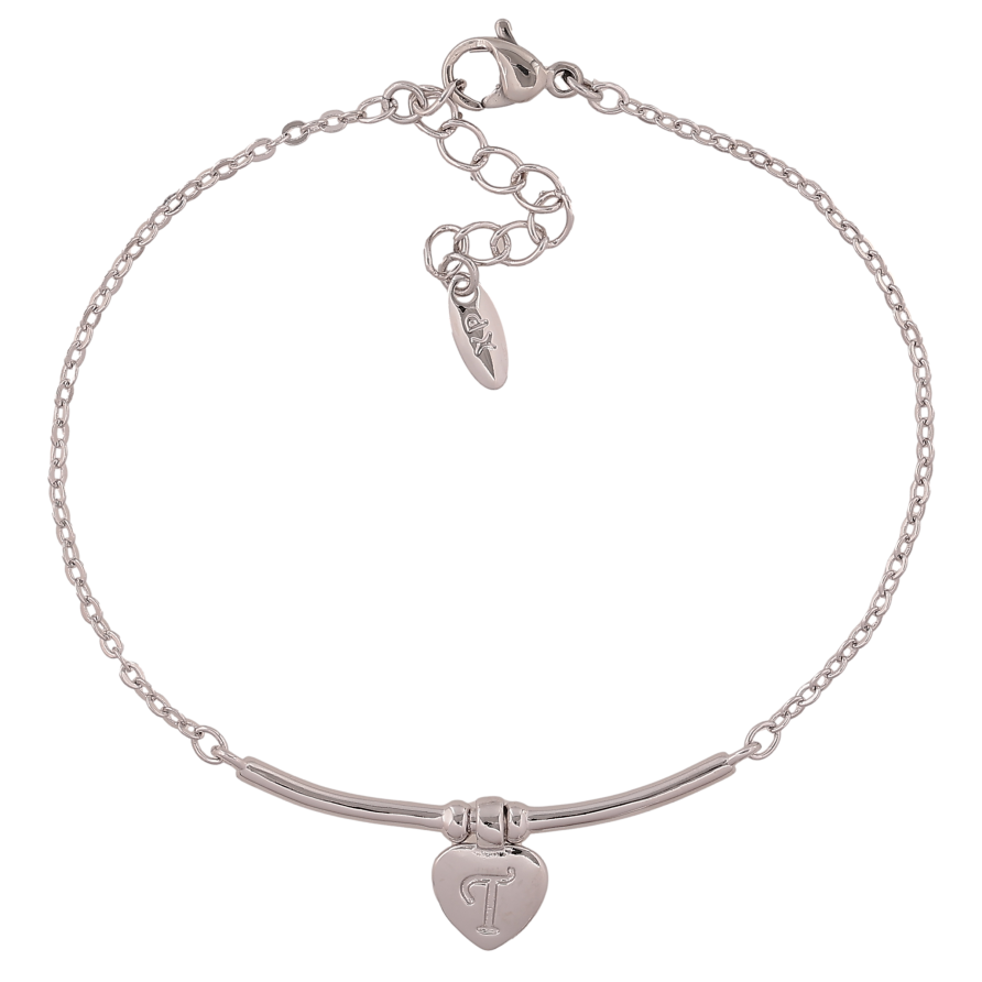 Браслет Xuping колір Родій "Серце з літерою Т" довжина з дод. ланцюжком 16.5-19.5см х 1.5-2мм фото №1