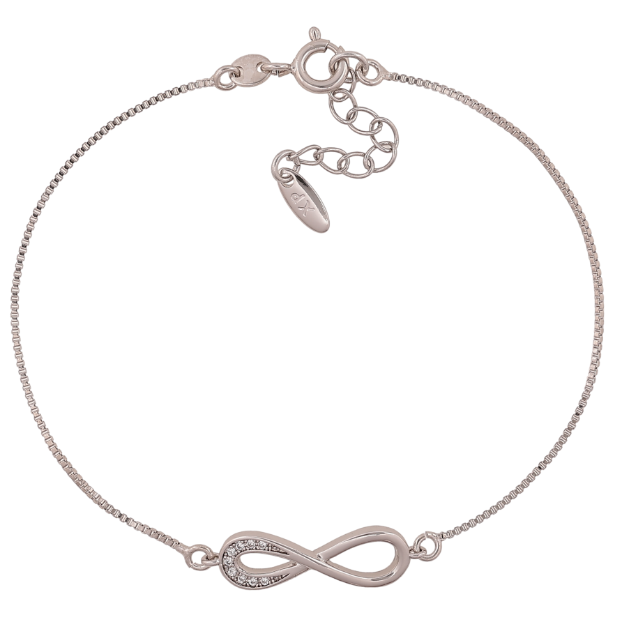 Браслет Xuping колір Родій "Ланцюжок зі знаком нескінченності" довжина з дод. ланцюжком 18-21см х 1-7мм фото №1