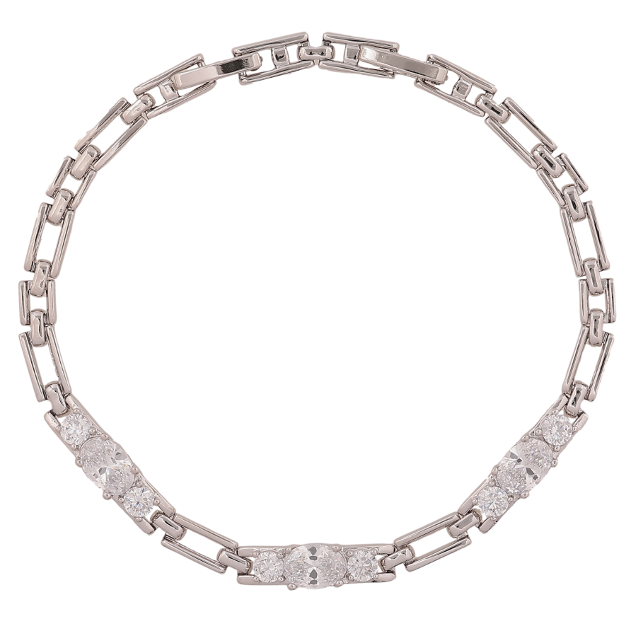 Браслет Xuping цвет Родий "Узор с кристаллами" длина с доп.замком  17.5,19.5см х 4-5мм фото №1