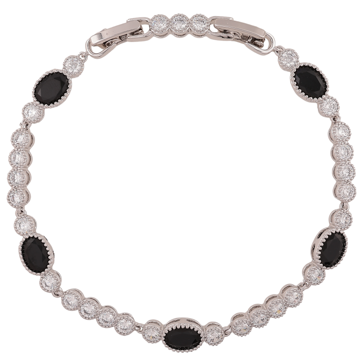 Браслет Xuping цвет Родий "Узор с черными кристаллами" длина с доп.замком 17,19.5см х 4-6мм фото №12 Браслет Xuping цвет Родий "Узор с черными кристаллами" длина с доп.замком 17,19.5см х 4-6мм фото №12