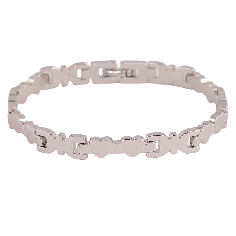 Браслет Xuping колір Родій "Декоративний візерунок із сердечками" довжина 19.5см х 6-7мм фото №1