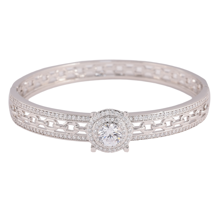 Браслет Xuping колір Родій "Візерунок з кристалами" ø 5.8см фото №7 Браслет Xuping колір Родій "Візерунок з кристалами" ø 5.8см фото №7