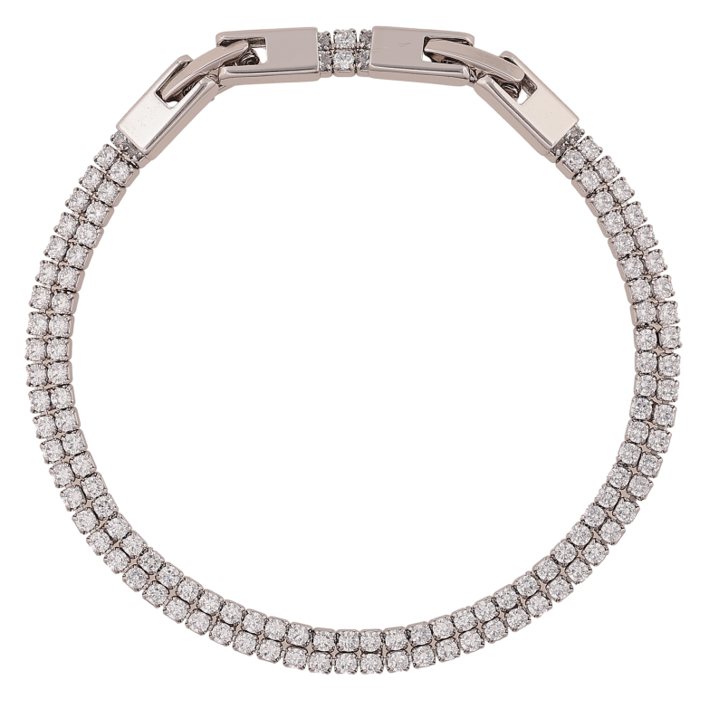 Браслет Xuping колір Родій "Подвійна доріжка кристалів" довжина з доп.замком 17,19.5см х 4мм фото №1