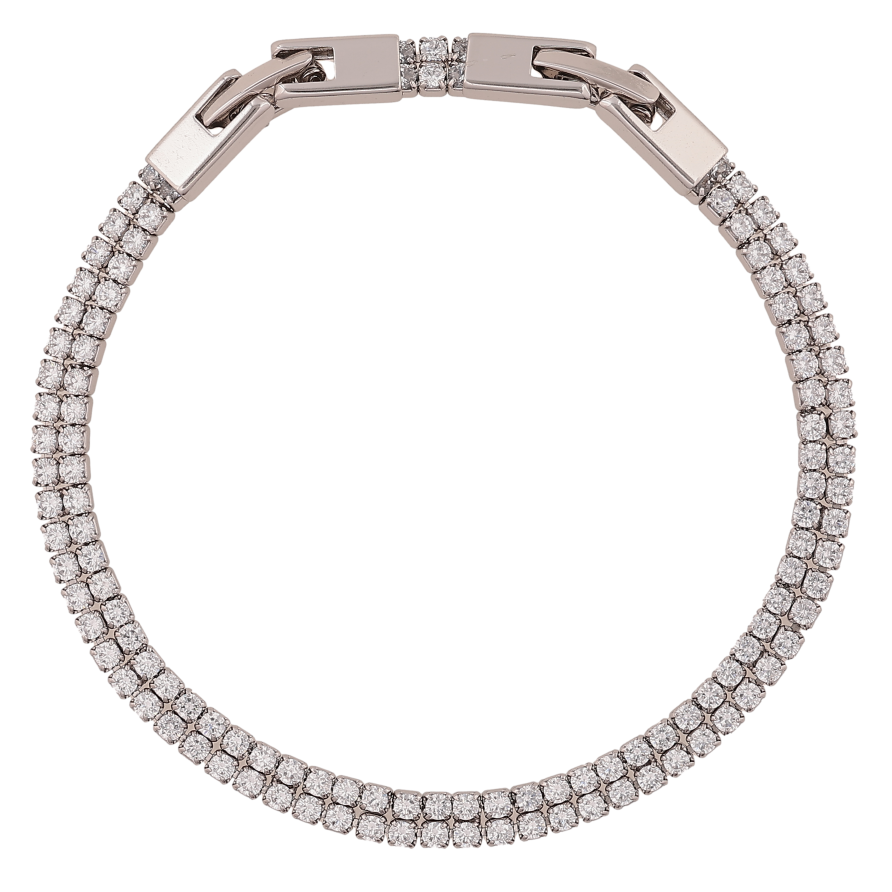 Браслет Xuping цвет Родий "Двойная дорожка кристаллов" длина с доп.замком  17,19.5см х 4мм фото №1