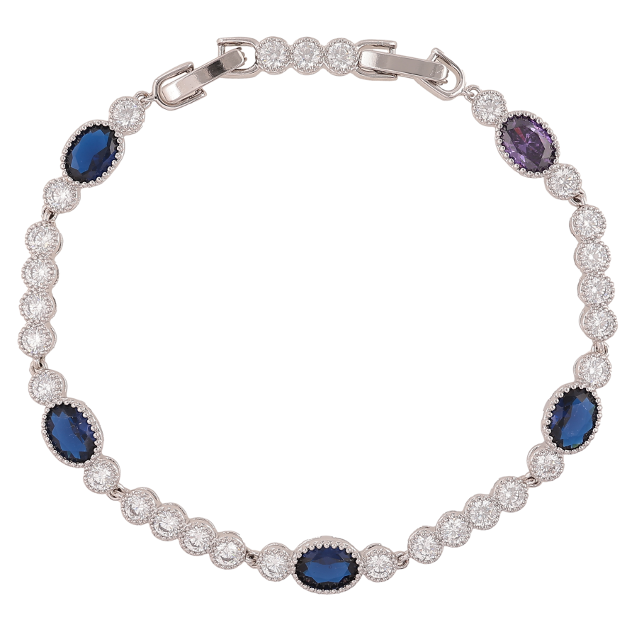 Браслет Xuping колір Родій "Візерунок з синіми кристалами" довжина з доп.замком 17,19.5см х 4-6мм фото №1