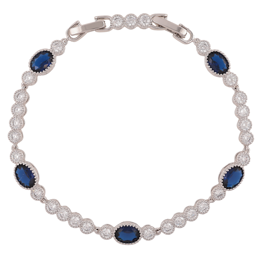 Браслет Xuping цвет Родий "Узор с синими кристаллами" длина с доп.замком  17.5,19.5см х 4-6мм фото №1