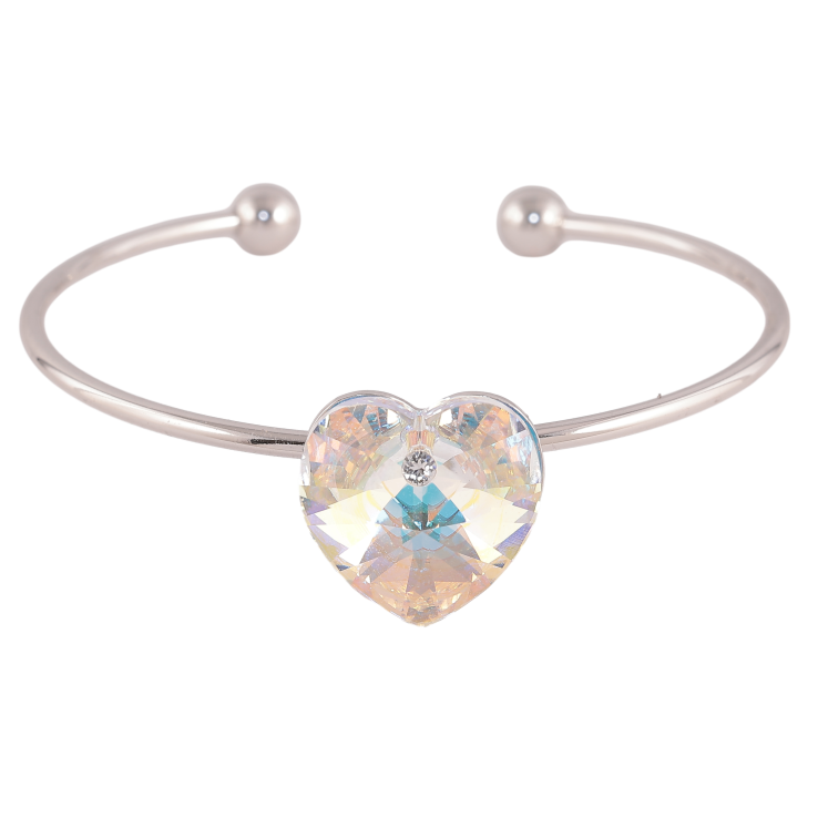Браслет Xuping колір Родій з кр-ми Swarovski "Кристальне серце Shimmer" ø 5,7см фото №7