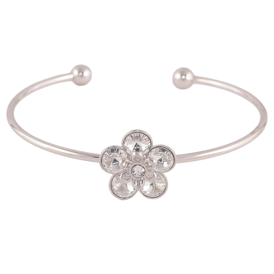 Браслет Xuping колір Родій з кр-ми Swarovski "Квітка кристали Clear" ø 6см фото №1 Браслет Xuping колір Родій з кр-ми Swarovski "Квітка кристали Clear" ø 6см фото №1