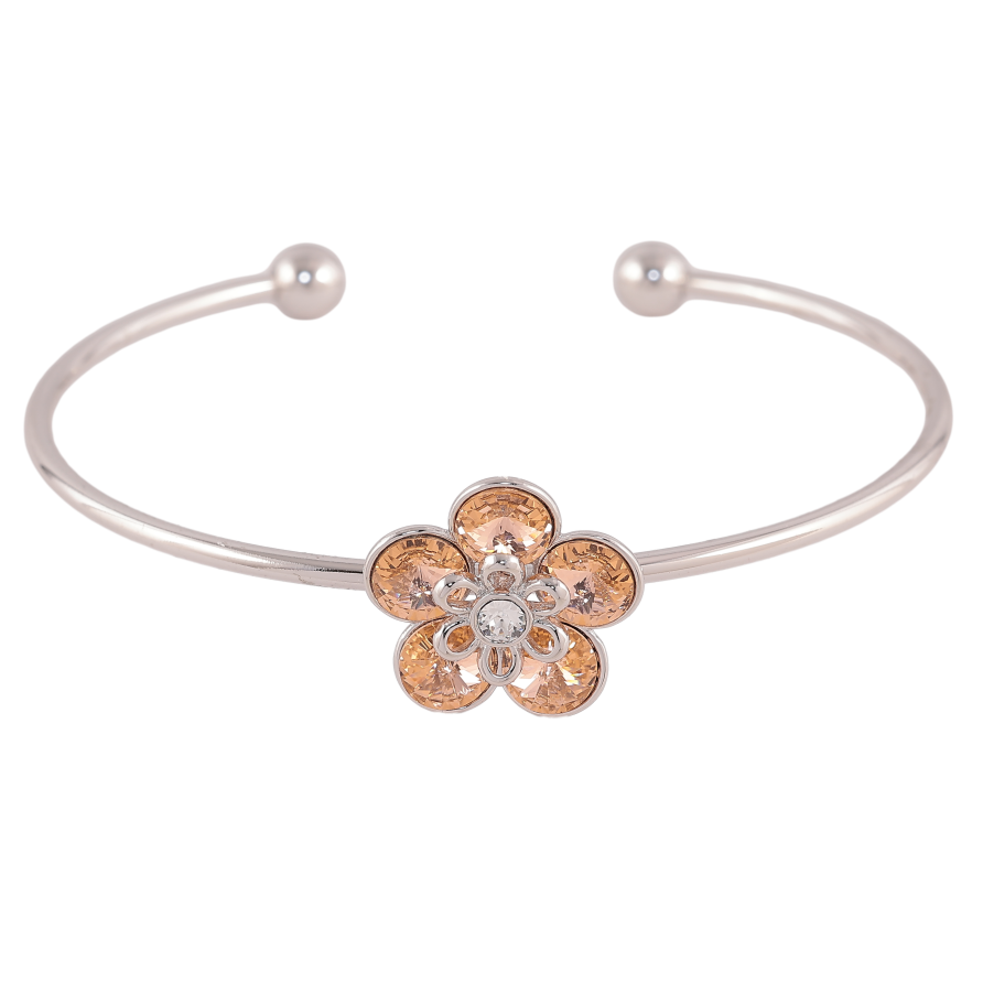 Браслет Xuping колір Родій з кр-ми Swarovski "Квітка кристали Topaz" ø 6см фото №1 Браслет Xuping колір Родій з кр-ми Swarovski "Квітка кристали Topaz" ø 6см фото №1