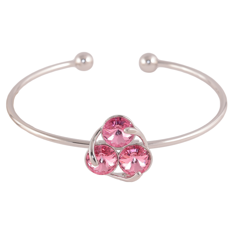 Браслет Xuping колір Родій з кр-ми Swarovski "Трініті кристали Rose" ø 5.7см фото №6
