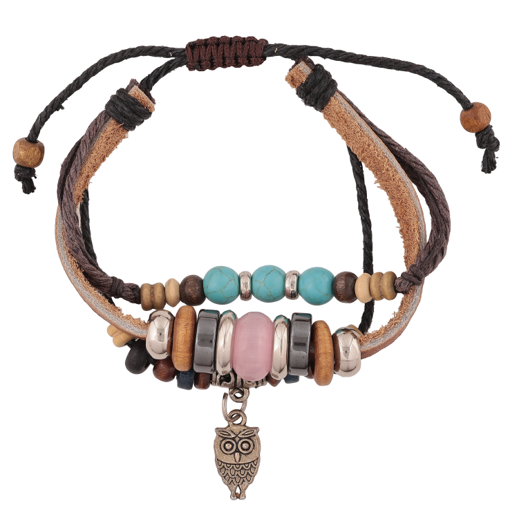 Браслет "Три шнура с бусинами" на затяжке, размер 15-26см  фото №4