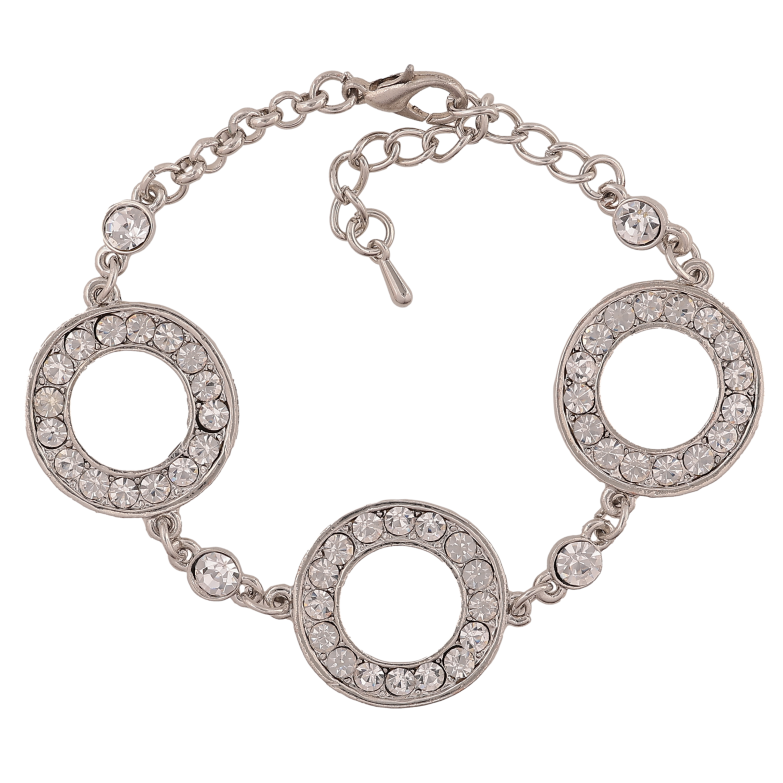 Браслет "Колечки со стразами" размер с доп. цепочкой 16-20см х 5-21мм фото №1