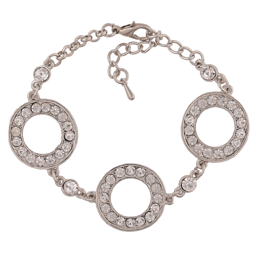 Браслет "Колечки со стразами" размер с доп. цепочкой 16-20см х 5-21мм фото №1