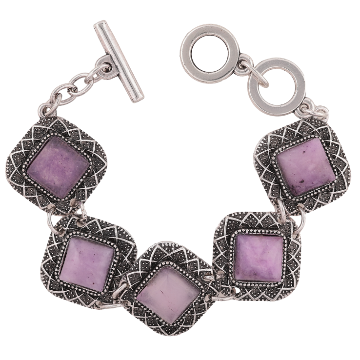 Браслет "Имитация черненого серебра с сиреневыми кристаллами" размер 18см х 26мм фото №10