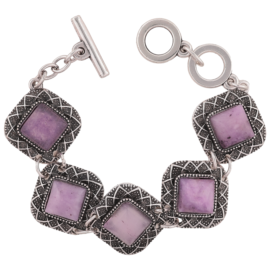 Браслет "Імітація чорненого срібла з бузковими кристалами" розмір 18см х 26мм фото №1 Браслет "Імітація чорненого срібла з бузковими кристалами" розмір 18см х 26мм фото №1