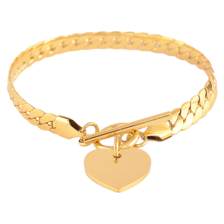 Браслеты Нержавеющая сталь "Цепочка с подвеской сердечко" размер 19.5см х 7мм фото №1