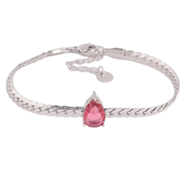 Браслеты Нержавеющая сталь "Цепочка с кристальной розовой капелькой" размер с доп. цепочкой 17-20см х 4мм фото №16