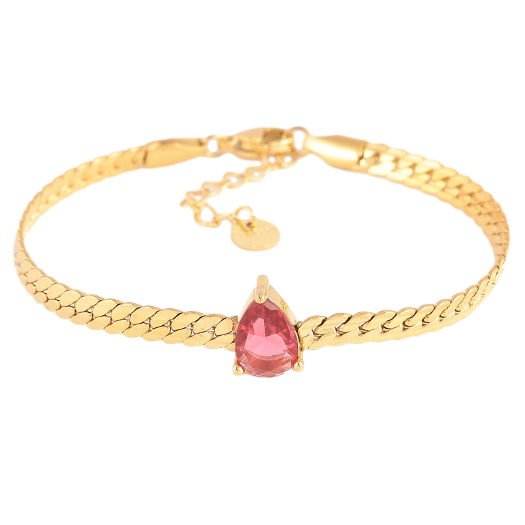 Браслеты Нержавеющая сталь "Цепочка с кристальной розовой капелькой" размер с доп. цепочкой 17-20см х 4мм фото №7