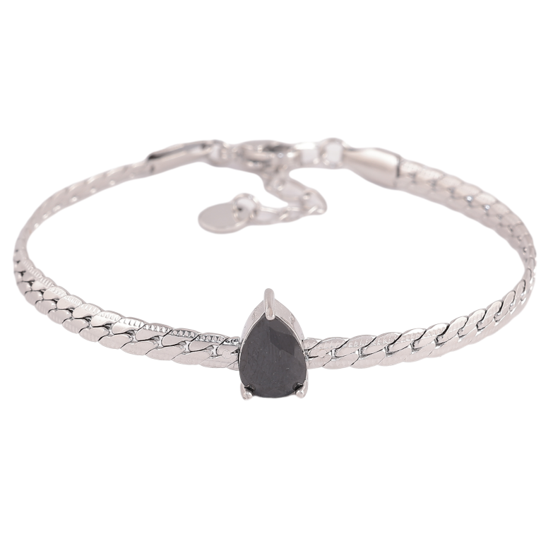 Браслети Нержавіюча сталь "Ланцюжок із кристальною чорною крапелькою" розмір з доп. ланцюжком 17-20см х 4мм фото №1 Браслети Нержавіюча сталь "Ланцюжок із кристальною чорною крапелькою" розмір з доп. ланцюжком 17-20см х 4мм фото №1