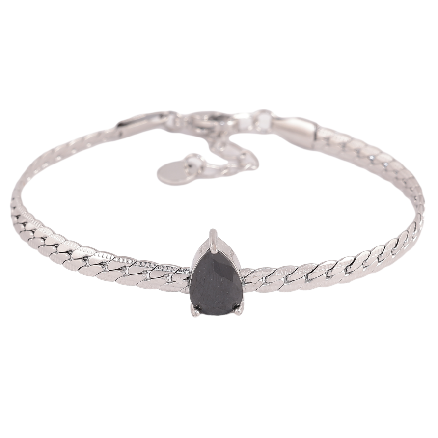 Браслеты Нержавеющая сталь "Цепочка с кристальной черной капелькой" размер с доп. цепочкой 17-20см х 4мм фото №1 Браслеты Нержавеющая сталь "Цепочка с кристальной черной капелькой" размер с доп. цепочкой 17-20см х 4мм фото №1