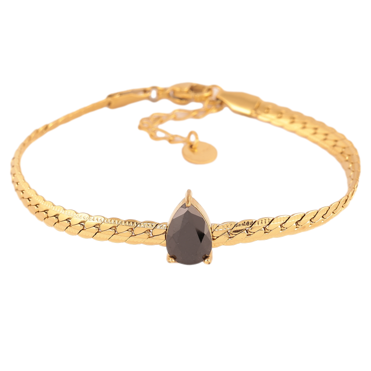 Браслеты Нержавеющая сталь "Цепочка с кристальной черной капелькой" размер с доп. цепочкой 17-20см х 4мм фото №6