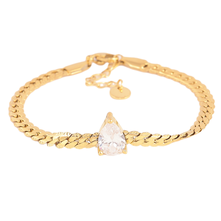 Браслеты Нержавеющая сталь "Цепочка с кристальной капелькой" размер с доп. цепочкой 17-20см х 4мм фото №8