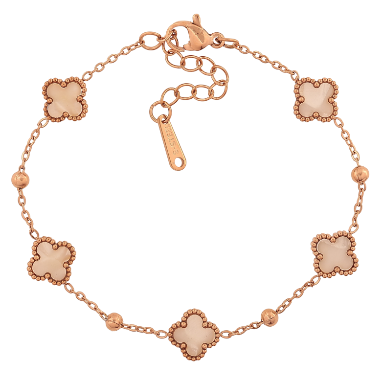 Браслет Нержавеющая сталь "Цепочка с перламутровым клевером" размер с доп.цепочкой 17-20.5см х 1-9мм фото №1 Браслет Нержавеющая сталь "Цепочка с перламутровым клевером" размер с доп.цепочкой 17-20.5см х 1-9мм фото №1