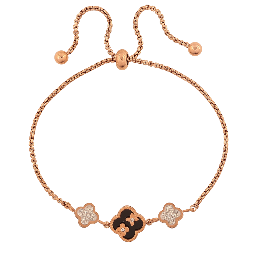 Браслет Нержавеющая сталь "Цепочка с клевером" на затяжке размер 10-22см х 1.5-10мм фото №1