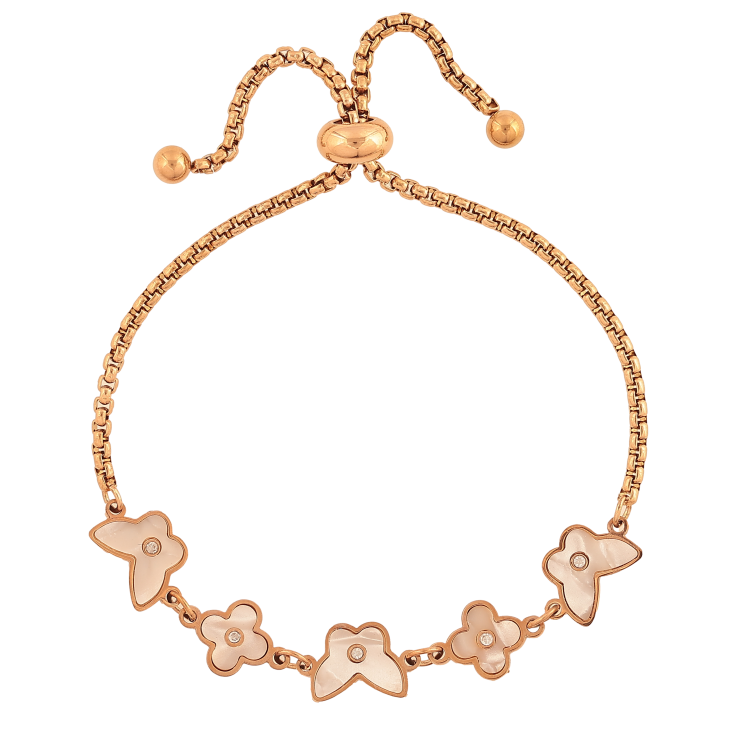 Браслет Нержавеющая сталь "Цепочка с клевером и бабочками" на затяжке размер 10-21см х 2-8мм фото №8