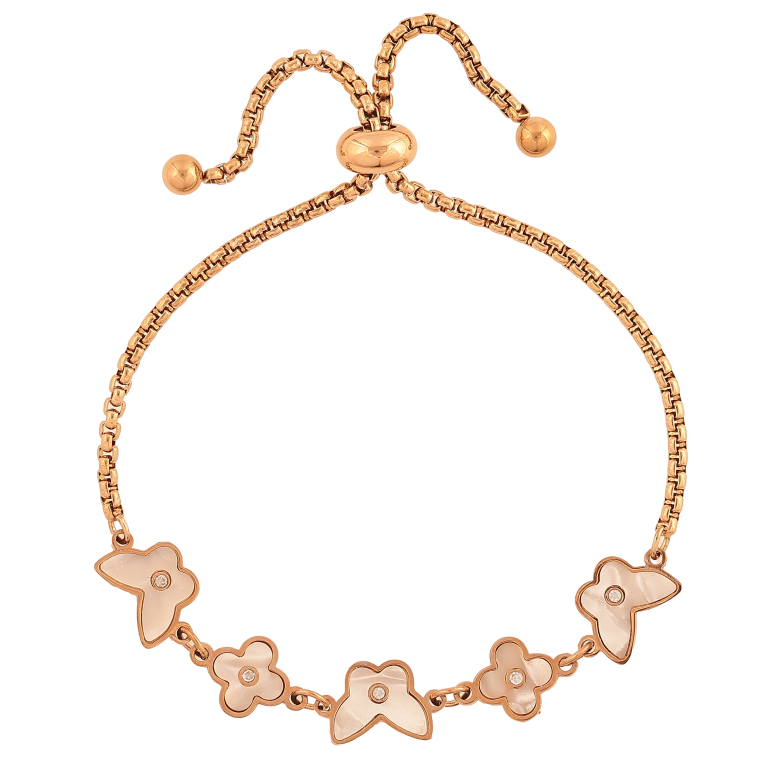 Браслет Нержавеющая сталь "Цепочка с клевером и бабочками" на затяжке размер 10-21см х 2-8мм фото №1 Браслет Нержавеющая сталь "Цепочка с клевером и бабочками" на затяжке размер 10-21см х 2-8мм фото №1