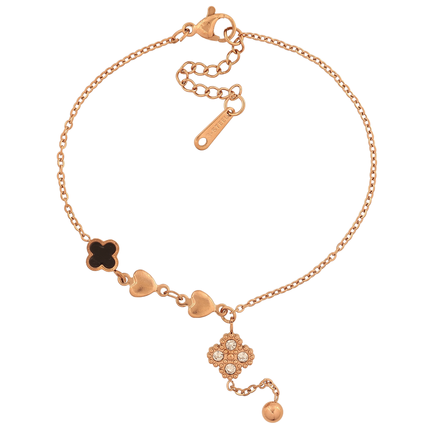 Браслет Нержавеющая сталь "Цепочка с клевером" размер с доп.цепочкой 18-21см х 1.5-7мм фото №1