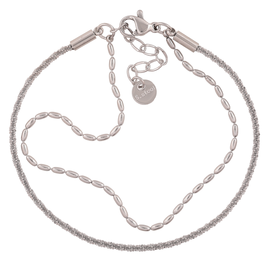 Браслеты Нержавеющая сталь "Двойная цепочка" размер с доп. цепочкой 17-20см х 3мм фото №1