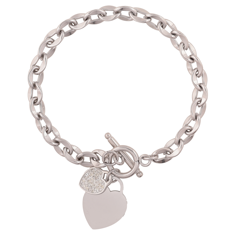 Браслеты Нержавеющая сталь "Цепочка с подвесками сердечки" размер 19.5см х 6мм фото №1