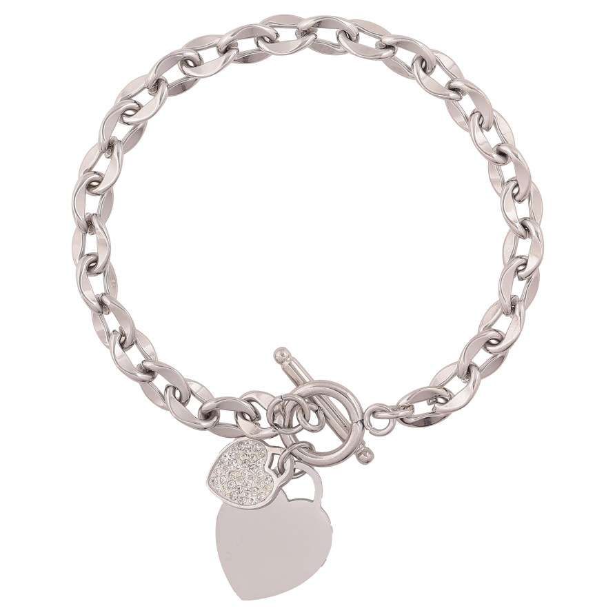 Браслеты Нержавеющая сталь "Цепочка с подвесками сердечки" размер 19.5см х 6мм фото №1